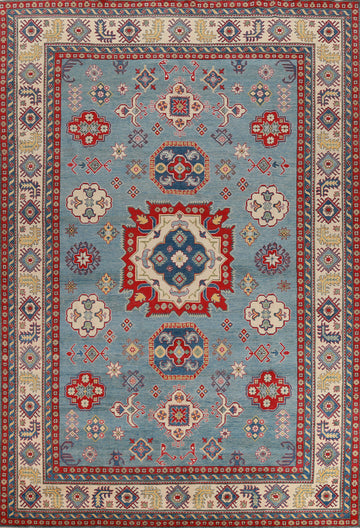 Light Blue Vegetable Dye Kazak Oriental Large Rug 10x14
