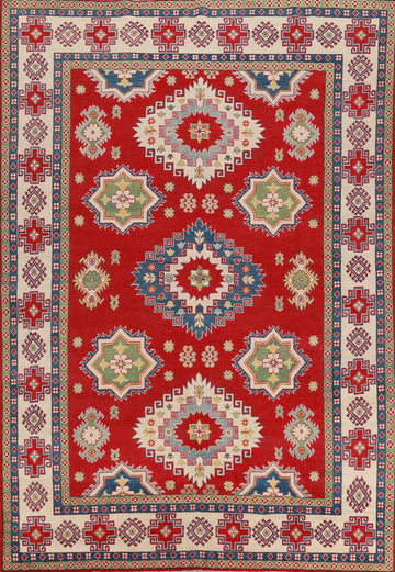 Vegetable Dye Red Wool Kazak Oriental Area Rug 8x11