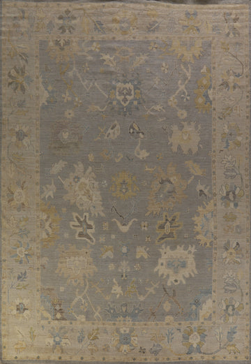 Vegetable Dye Floral Oushak Turkish Large Rug 10x14
