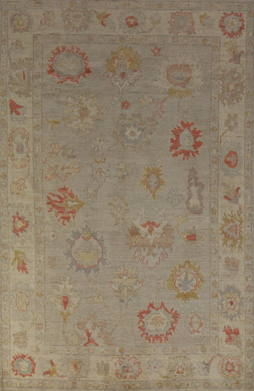 Handmade Floral Oushak Vegetable Dye Area Rug 6x9