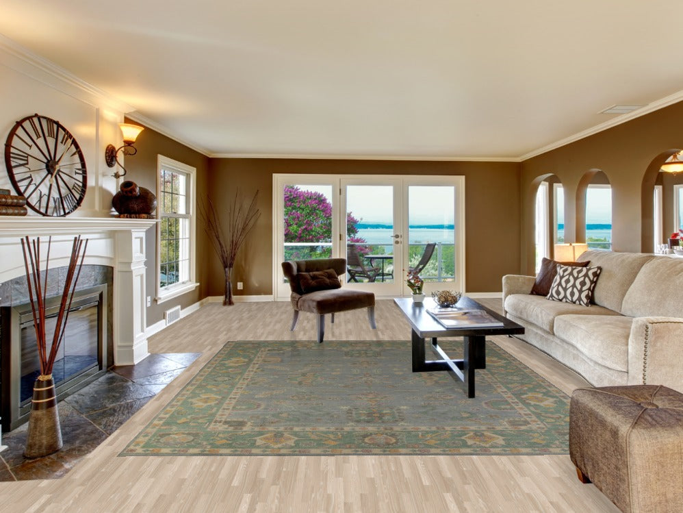 Blue & Green Handmade Oushak Vegetable Dye Area Rug 8x10