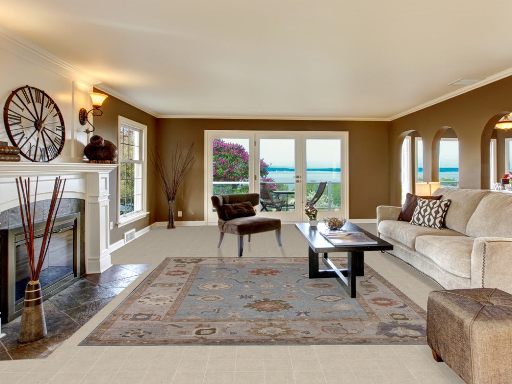 Light Blue Handmade Oushak Vegetable Dye Area Rug 8x10