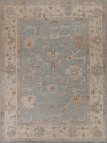 Light Blue Handmade Oushak Vegetable Dye Area Rug 8x10