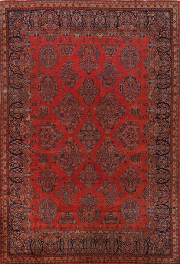 Pre-1900 Vegetable Dye Kashan Persian Large Rug 10x14