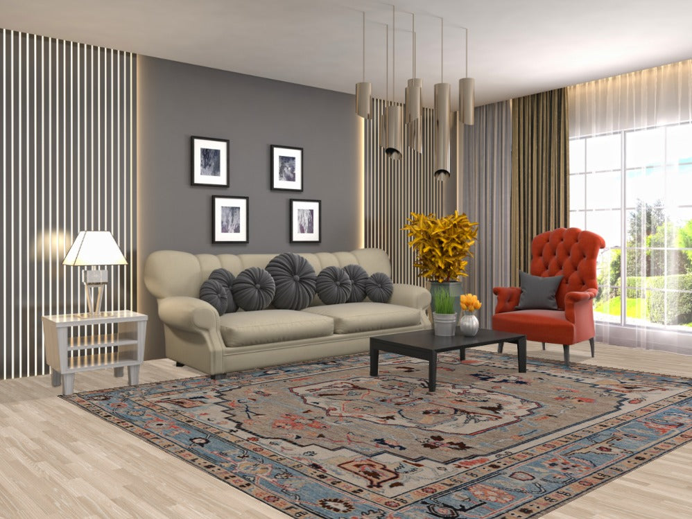 Vegetable Dye Wool Oushak Turkish Area Rug 8x10