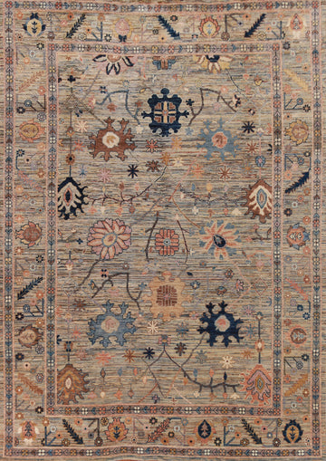 Vegetable Dye Wool Oushak Turkish Area Rug 9x12