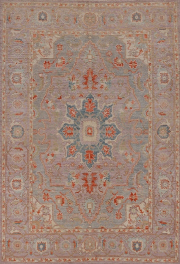 Vegetable Dye Light Purple Oushak Turkish Area Rug 6x9