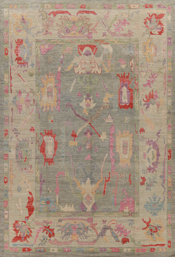 Vegetable Dye Green Oushak Turkish Area Rug 9x12