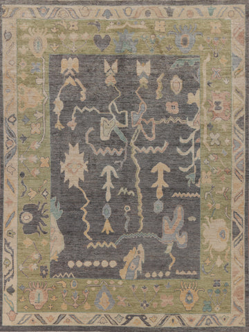 Vegetable Dye Gray Oushak Turkish Area Rug 8x10