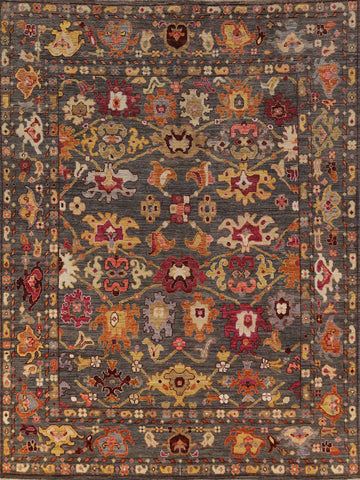Vegetable Dye Gray Oushak Turkish Area Rug 8x10