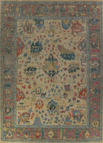 Vegetable Dye Wool Oushak Turkish Large Rug 12x15