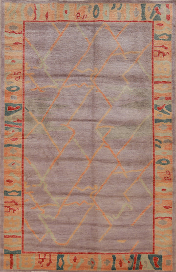 Handmade Wool Purple Oushak Vegetable Dye Rug 4x7