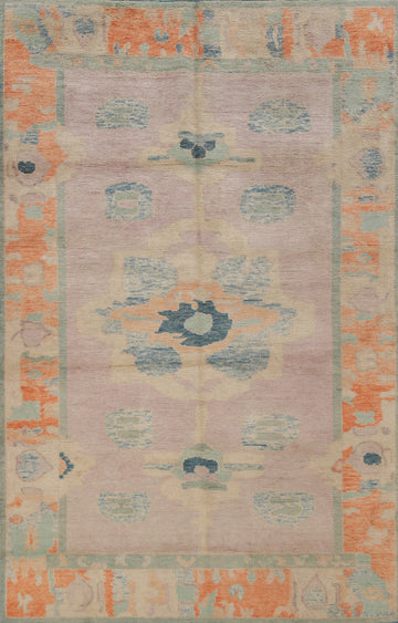 Vegetable Dye Purple Oushak Turkish Rug 4x7