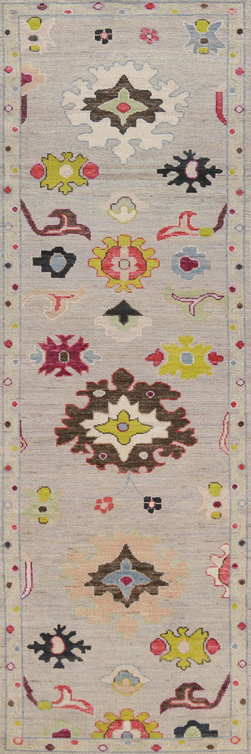 Handmade Wool Oushak Vegetable Dye Runner Rug 3x10