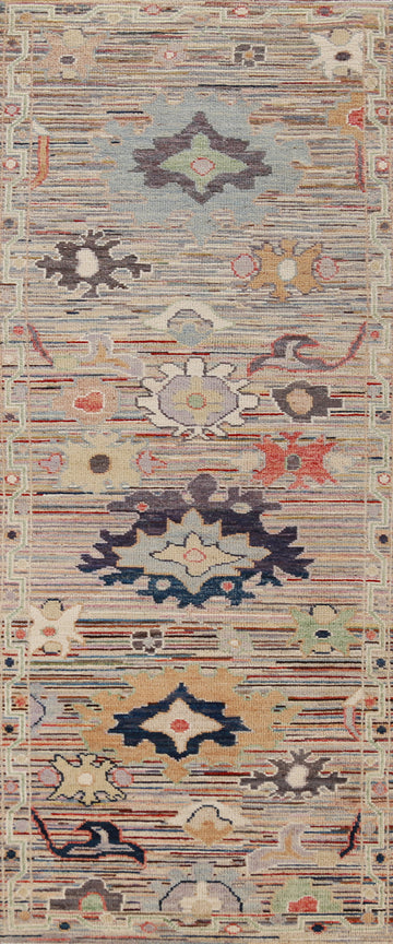 Vegetable Dye Oushak Turkish Runner Rug 3x9