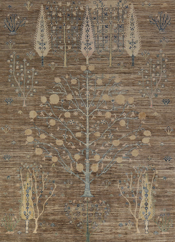Vegetable Dye Brown Oushak Chobi Turkish Area Rug 8x10