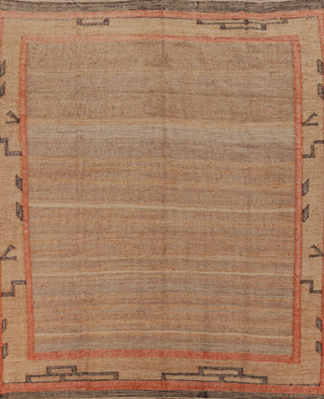 Earth Tone Jute Kilim Vegetable Dye Area Rug 8x10