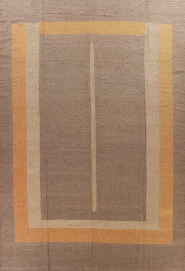 Earth Tone Jute Kilim Vegetable Dye Large Rug 10x14