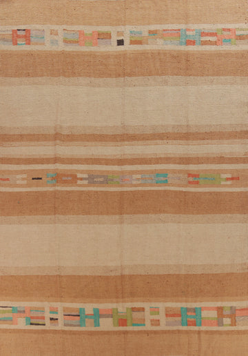 Striped Jute Kilim Vegetable Dye Area Rug 9x12