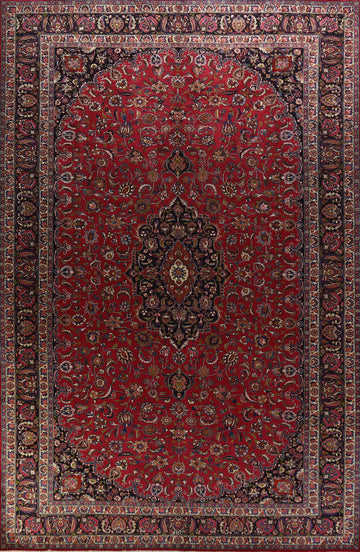 Traditional Signed Mashad Persian Large Rug 10x15