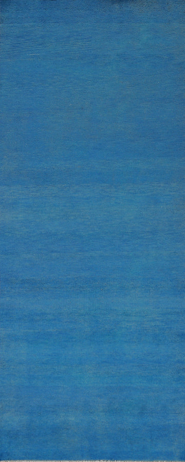 Vegetable Dye Blue Gabbeh Persian Runner Rug 3x8