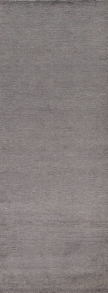 Solid Gray Modern Gabbeh Persian Runner Rug 3x10