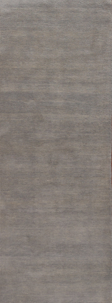 Modern Wool Gray Gabbeh Persian Runner Rug 3x10