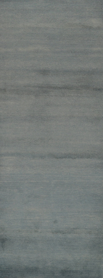Blue Green Modern Wool Gabbeh Persian Runner Rug 3x10