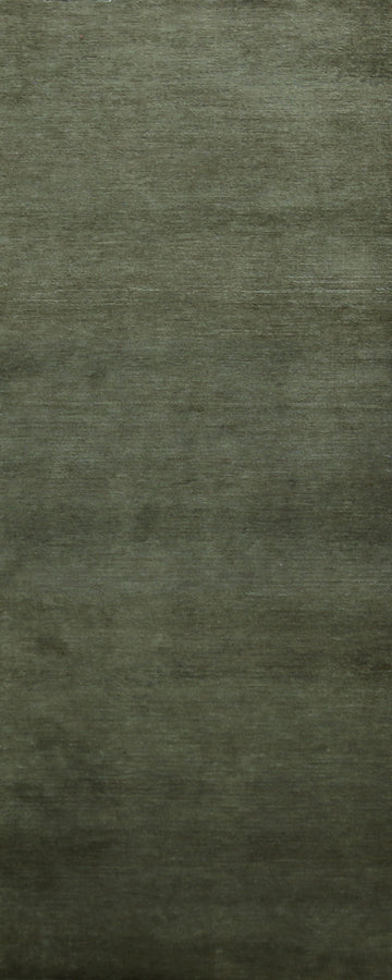 Vegetable Dye Green Gabbeh Persian Runner Rug 3x8