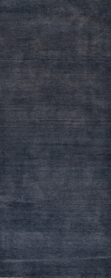 Dark Navy Blue Modern Gabbeh Persian Runner Rug 3x8