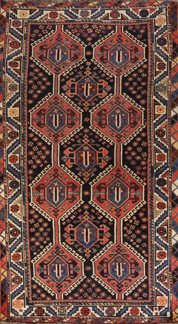 Vegetable Dye Wool Qashqai Persian Runner Rug 4x9