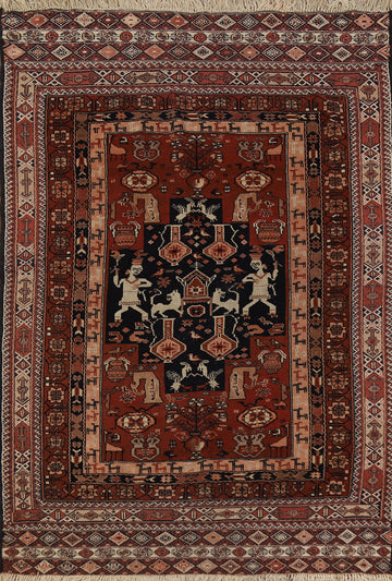 Vegetable Dye Wool Geometric Balouch Persian Rug 4x6