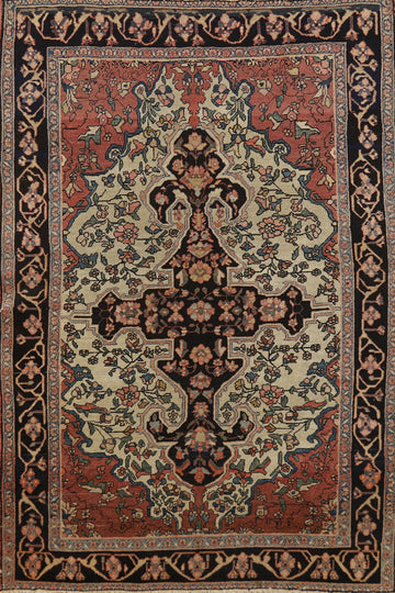 Pre-1900 Antique Sarouk Farahan Vegetable Dye Persian Rug 3x5