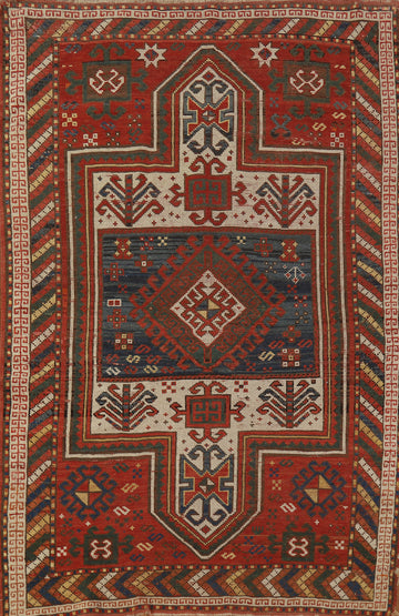 Pre-1900 Antique Vegetable Dye Caucasian Persian Rug 4x6