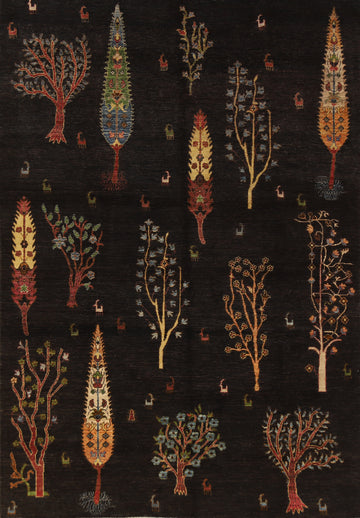 Dark Brown & Black Pictorial Ziegler Oriental Area Rug 7x10