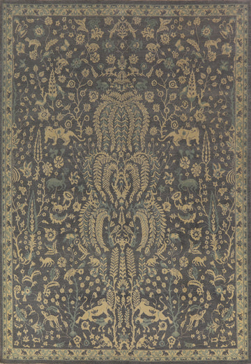 Hunting Animals Design Ziegler Oriental Area Rug 9x12