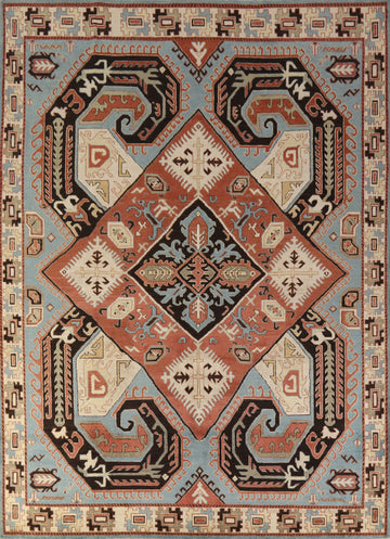 Wool Medallion Kazak Oriental Area Rug 8x11