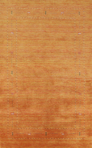 Tribal Wool Orange Gabbeh Indian Area Rug 5x8