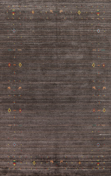 Dark Brown Gabbeh Oriental Area Rug 5x8