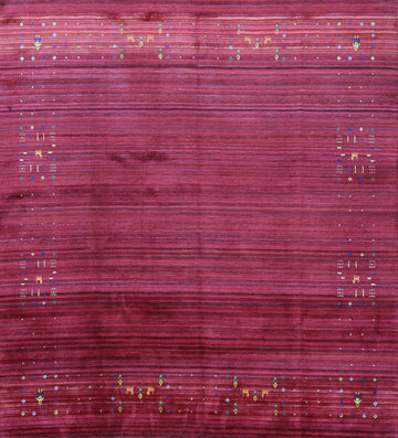 Fuchsia Square Tribal Gabbeh Indian Area Rug 8x8