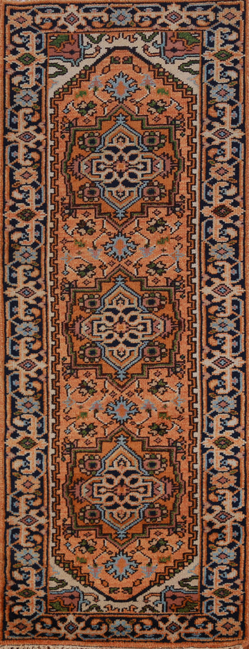 Wool Orange Heriz Serapi Oriental Runner Rug 3x8