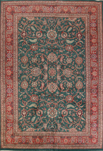 Green Floral Agra Indian Large Rug 10x14