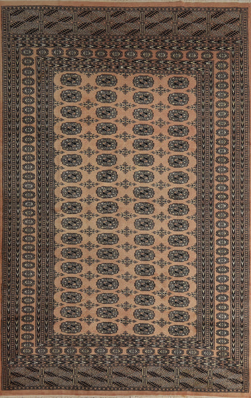 Vegetable Dye Peach Bokhara Oriental Area Rug 6x9