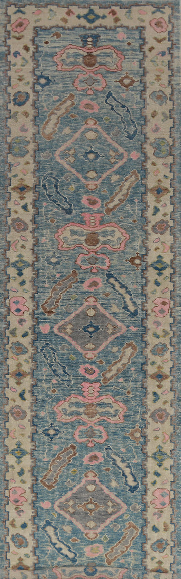 Vegetable Dye Oushak Turkish Runner Rug 3x14