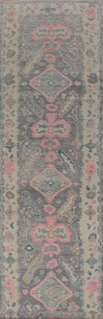 Vegetable Dye Oushak Turkish Runner Rug 3x16
