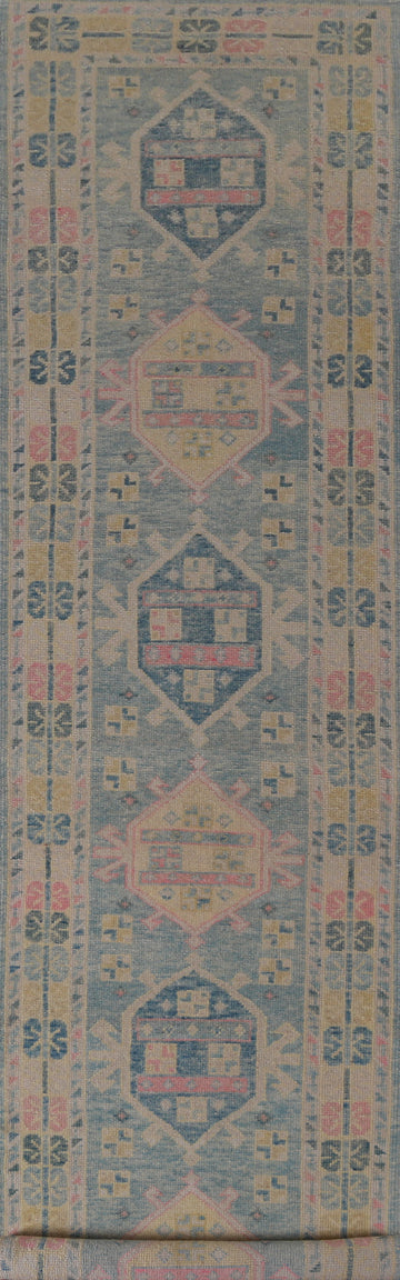 Handmade Blue Oushak Vegetable Dye Runner Rug 3x17