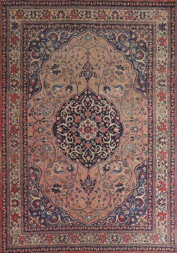 Pre-1900 Antique Vegetable Dye Tabriz Persian Area Rug 8x11
