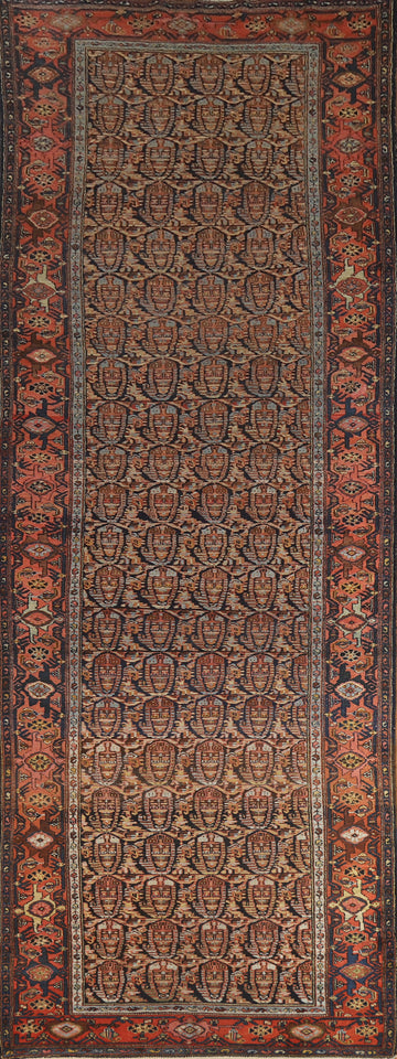 Pre-1900 Antique Senneh Vegetable Dye Persian Rug 5x16