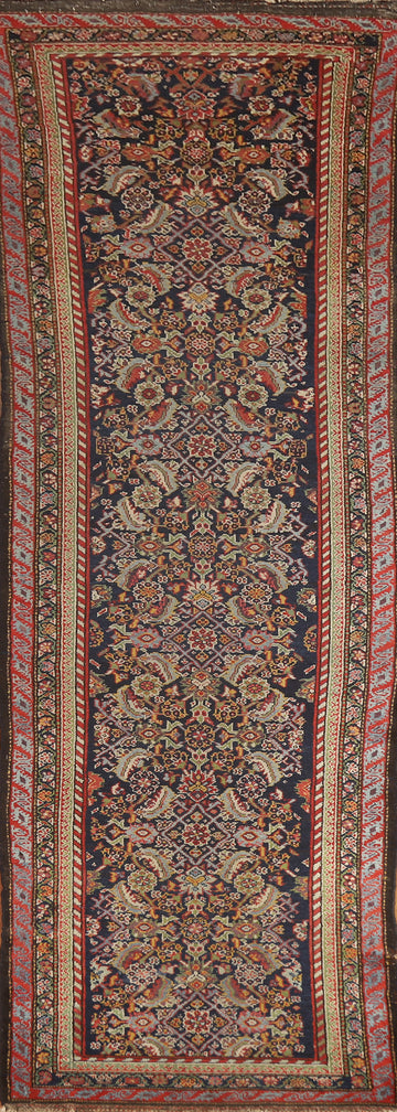 Pre-1900 Antique Vegetable Dye Malayer Persian Runner Rug 3x13