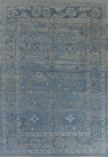 All-Over Blue Oushak Vegetable Dye Area Rug 8x11